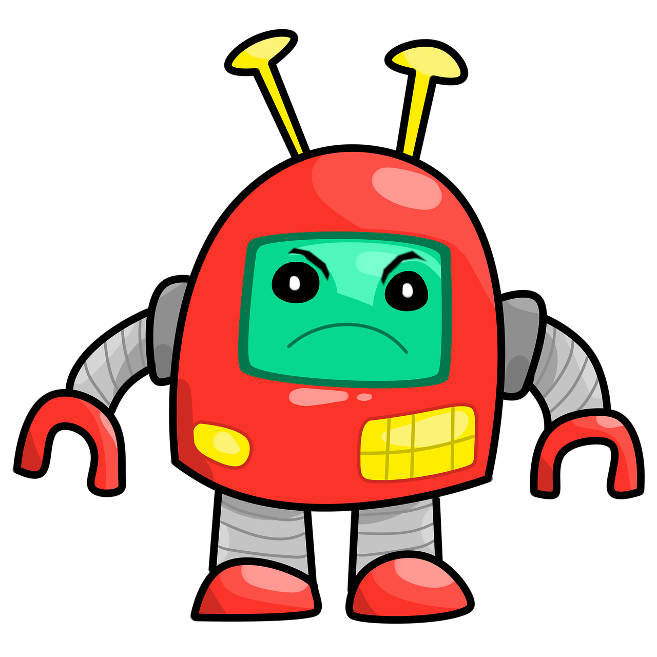 Our Maths Robot genius, a normally happy colourful robot, but he looks a bit sad here